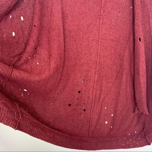 Express small maroon sweater distressed longsleeve - Picture 5 of 10
